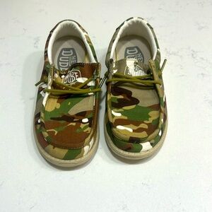 Youth size 13 Hey Dudes. Only wore once. Camo in color.